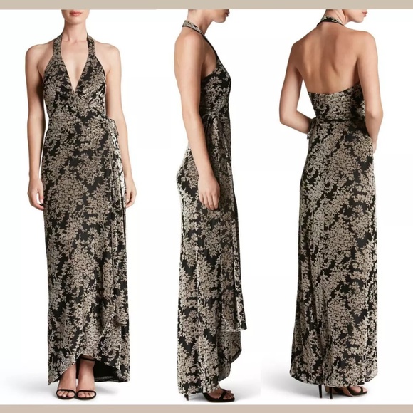 Dress the Population Erica VELVET Burnout Halter dress SIZE Small - Picture 2 of 14